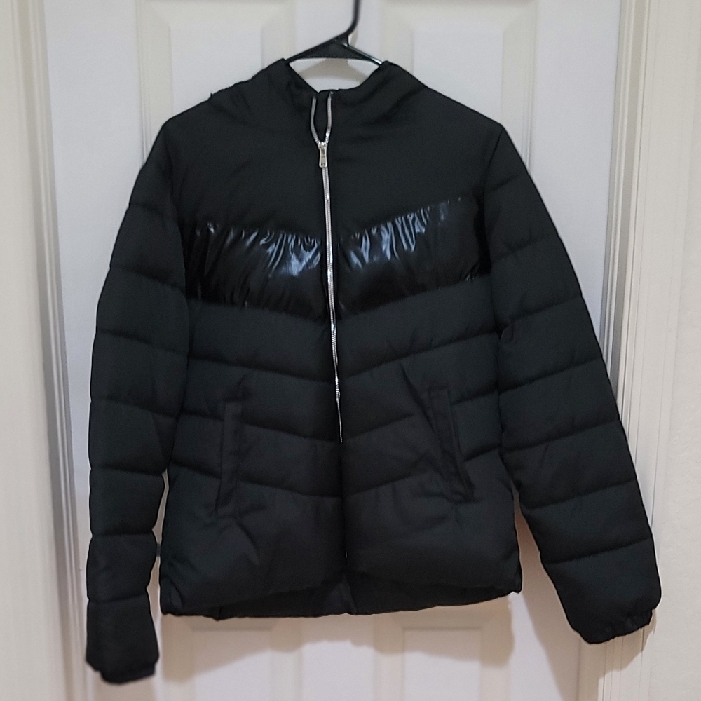 Pink Platinum Black Zip Puffer Jacket
